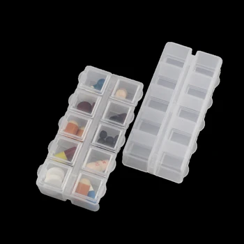Кутия За съхранение на 10 Слота Отделение С Двойни Фланци Пластмасова Кутия За Съхранение на Бижута Прозрачен Калъф За Инструменти Пластмасова Кутия Хапчета Контейнер За Лекарства