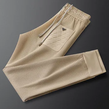 Леки луксозни и качествени бели спортни, ежедневни панталони, мъжки панталони разтеглив есенно-зимни мъжки спортни панталони с завязками под формата на ананас, h