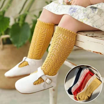 Летни Детски Чорапи За момичета от 0 до 7 години, Възли Дълги Памучни Чорапи До коляното Чорапи на Принцеси за Деца, Детски Открит Чорапи За малки Момчета