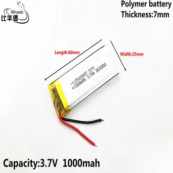 Литровата енергийна батерия Добро качество 3,7 В, 1000 mah 702560 Полимерна литиево-йонна /литиево-йонна батерия за таблети, GPS, mp3, mp4