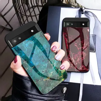 Луксозен Калъф За телефон от закалено стъкло с мраморна текстура, all inclusive, Защита От падане, Защитната Обвивка, Подходяща За Google Pixel 6 Pro 6A