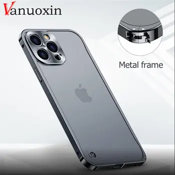 Луксозна Метална Рамка за Защита на Обектива На iPhone 12 13 mini Pro Max Алуминиев Калъф За Телефон iPhone 11 Матирана Полупрозрачна Делото