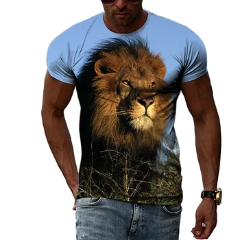 Лятна Мода Животни Лъв графичен тениски За мъже Ежедневното 3D Тениска С Принтом Хип Хоп Harajuku Личност през Цялата Средства За Грижа За кожата на Шията Къс Ръкав Топ