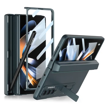 Магнитен Калъф За Samsung Galaxy Z Fold 3 4 устойчив на удари Калъф с Линия S Pen Слот Предна Стъклена Филм Влакчета Калъфи за Z Fold 3