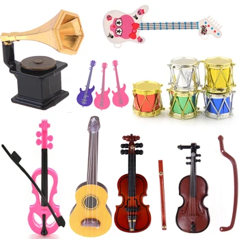 Микрофон инструмент е стар фонограф Китара, Цигулка, Тромпет Саксофон Барабан Кукла Музикален Инструмент за Кукли Музикален Къща Бар Аксесоари за Кукли