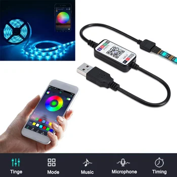 Мини Безжична RGB Led Лента Светлина Контролер 5-24 В Смартфон Управление на USB Кабел, Bluetooth 4.0 И Led Лампа За дома, Led Ленти