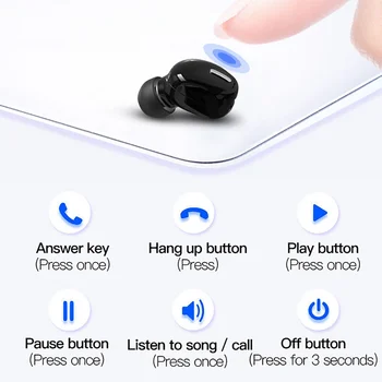 Мини слушалки в ушите Hi-Fi Безжични Слушалки 5,0 Bluetooth Слушалки С Микрофон Спортни Слушалки 