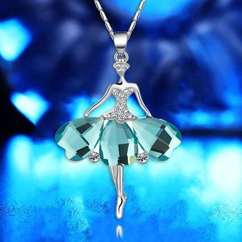 Мода Сребърен Цвят на Прекрасно Бижу Танцьорка Момиче Висулка Колие за Жени Балерина Метална Верижка