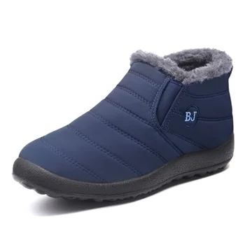 Моден зимни пухкави маратонки, мъжки непромокаеми зимни обувки в стил ретро, унисекс, големи размери 36-45, шевна плюшен обувки, мъжки обувки