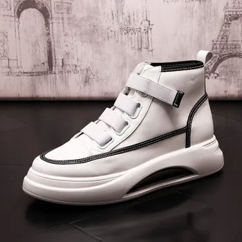 Модерен мъжки бели Ежедневни обувки в стил хип-хоп в платформата с една кука и линия, тази Тенденция се Outdoor обувки За отдих в стил хип-хоп, Младежки Zapatos, Мъжки Размери 38-43 ERRFC