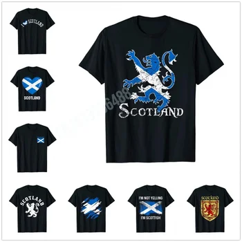 Мъжки Дамски Тениска More Design Scotland Lion Мултиплатинената Шотландската Тениска Блузи от 100% Памук, Тениски