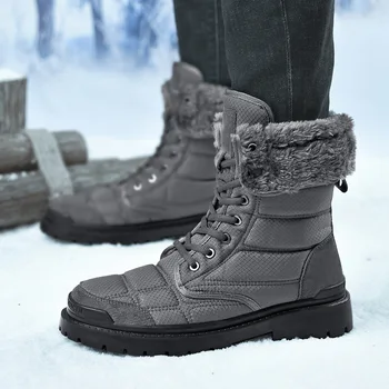 Мъжки Зимни Зимни Обувки, Много Лек Мъжки Туристически Обувки, Висококачествена Водоустойчива Кожа Високи Мъжки Обувки Големи Размери, Улични Маратонки