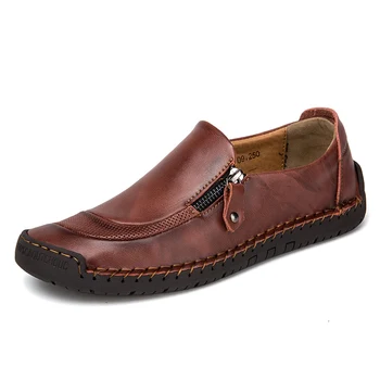 Мъжки обувки Големи размери: 38-48, ежедневни кожена ръчно изработени обувки, Туристическа обувки за бягане, Мъжки обувки Lefu, Улични треккинговые маратонки, Новост