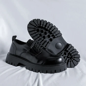 Мъжки официални обувки-oxfords, пролетно-есенни Маркови сватбени модела обувки, Мъжки нови Обувки от Изкуствена кожа, черна дизайнерски мъжки обувки на платформа