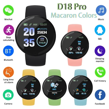НОВ D18 За Macaron Smartwatch 1,44 Инча САМ на Снимката С Bluetooth, Музикален Горивото Фитнес Тракер Предизвикателство Push Мъжки И Женски Смарт Часовници