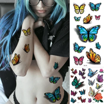 НОВИ Дамски 3D Временни Татуировки, Водоустойчиви Стикери За Тялото, Фалшиви татуировки, Tattoo, Tattoo С Пеперуда, Татуировка За Момичета