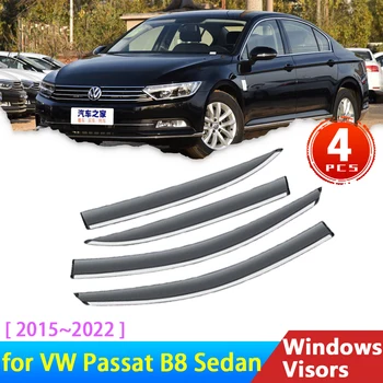 На предното стъкло за Volkswagen VW Passat B8 GT Седан От 2015 ~ 2022 Аксесоари Дефлектори Колата Странично Прозорец Козирка Довършителни Дъжд Вежди Охрана