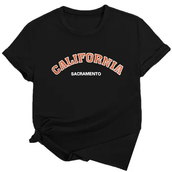 Най-забавната Женска Тениска California USA в ретро стил с Надпис 2022, Лятна Тениска с Кръгло деколте Y2K, Забавна тениска от Полиестер с Анимационни герои, Графична Градинска Облекло