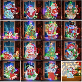 Направи си САМ Диамантена Живопис Коледна Висулка С Led Подсветка Диамантен Комплект За Бродерия на кръстат бод Занаят, Коледа, Нова Година Начало Декор
