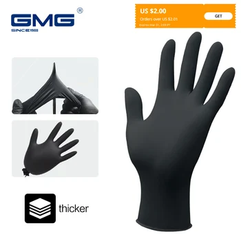 Нитриловые Непромокаеми Ръкавици, Работни Ръкавици GMG по-Дебели Черни Нитриловых ръкавици за Механични, Химични Хранителни Ръкавици за Еднократна употреба