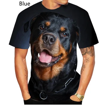 Нов Дизайн, Сладка тениска с 3D принтом Кучета Ротвайлер, Забавна Стилен Мъжки и дамски Ежедневни тениска с Къс Ръкав