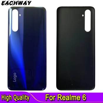 Нов За OPPO Realme 6 Капак на Отделението за батерията на Делото със Стъклен Капак за Мобилен Телефон Резервни Части За RMX2001 Задния Капак на Отделението за батерията