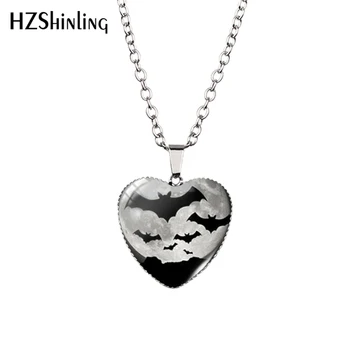 Нов Хелоуин Прилеп Сърце Колие Хелоуин Сърцето Висулка Прилеп Бижута във формата На Сърце Колие HZ3