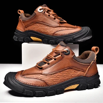 Нова мъжки обувки от естествена кожа Ръчно изработени, Дизайнерски обувки на Платформа, Луксозно Обзаведен Износостойкая Удобни обувки на плоска подметка с шнур