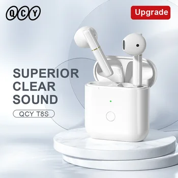 Нови Безжични Слушалки Upgade QCY T8S Bluetooth 5,0 Слушалки 65 мс с Ниско закъснение 13 мм Драйвер HIFI Звук за Музика/Игри ENC HD Предизвикателство