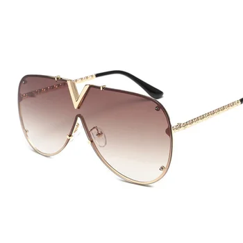 Нови Луксозни Големи Слънчеви Очила Мъжки Дамски Маркови Дизайнерски Слънчеви Очила За Жени На Мъжки Метални Без Рамки Градиентные Oculos De Sol