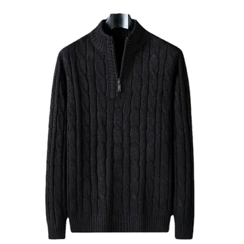 Ново записване, Модерен Супер Голям мъжки пуловер с висока яка, Плетене от груба вълна, есен и зима, Големи размери L-7XL