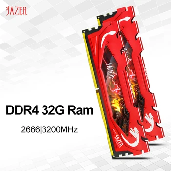 Оперативна памет JAZER DDR4 32 GB 2666 Mhz, 3200 Mhz 64 GB (32 ГБХ2) Комплект за настолни компютърни игри Memoria Ram