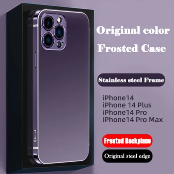 Оригинален Цветен Каркасный Калъф От неръждаема стомана За iPhone 14 13 Pro Max устойчив на удари Метален Брониран Твърд Калъф За PC За iPhone 14 Плюс Case