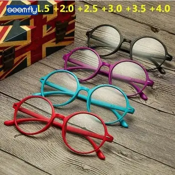 Очила за Четене Seemfly за Жени, Ультралегкие Очила в Кръгла Рамка, Мъжки слънчеви Очила, Очила за Далекогледство от Смола Hd С Диоптриями +1 +2 +3 +4