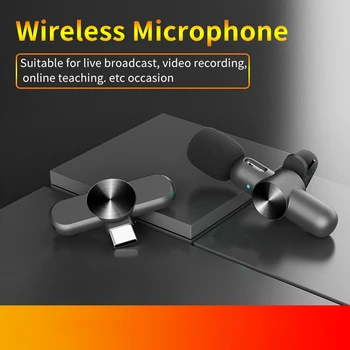 Петличный Безжичен Микрофон със Зарядно Устройство за намаляване на шума, Преносими и Мини Микрофон с Ревери за iPhone/Android отразяване на живо на Нова