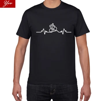 Планински Колоездач Сърцебиене забавна тениска за мъже Цикъл Рожден Ден Памук Саркастичен streeetwear готин хип-хоп Тениска homme harajuku