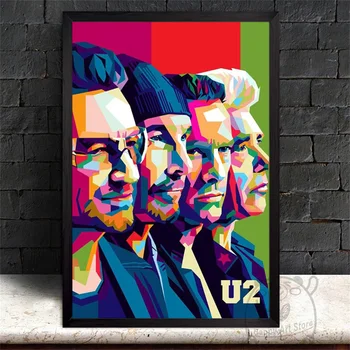 Платно Плакат Група U2 Поп Арт Портрет Стенни Художествена Живопис Плакат и Принт Скандинавски Стенни Картина за Хола Начало Декор Куадрос