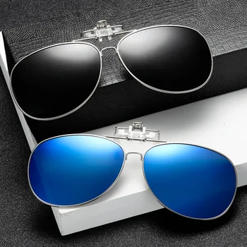 Поляризирани Слънчеви очила с клипсой за лещи на очила за Нощно Виждане Жълта Авиационна Метална Дограма за Дамски, Мъжки Слънчеви Очила с Клипсами Унисекс Клип