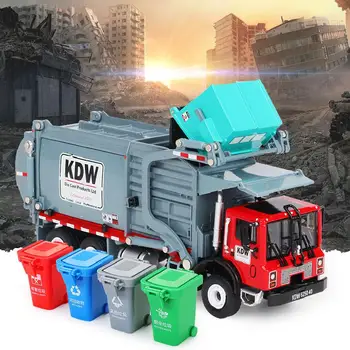 Рафтинг материали товарене и изхвърляне на камион, за почистване на боклук модел автомобил 1:24 боклукчийски камион санитарни камиони чиста кола играчка кола детски подарък