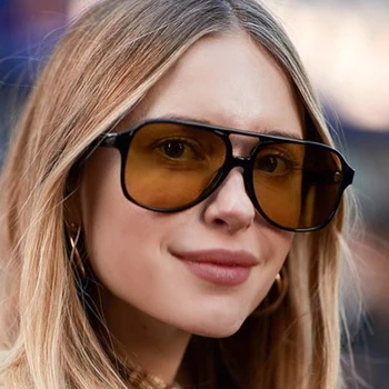 Реколта Големи Слънчеви Очила Дамски Маркови Дизайнерски Модни Градиентные Слънчеви Очила Черен Оранжев Голяма Дограма Ретро Oculos De Sol