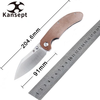 Сгъваеми ножове Kansept Nesstreet K1039A1 с сатиновым острие CPM-S35V, Кафяв, дръжката е от Микарты с Керамбитовым дизайн, Ловен EDC