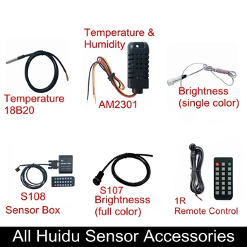 Сензори Huidu температура 18B20 и температура-влажност AM2301 с единствен яркост