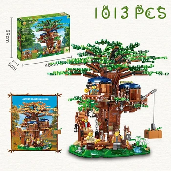 Серия От Street View Набор От Four Seasons Къща Дърво Строителни Блокове Модел Тухли Играчки Миниатюрна Версия На Moc 21318 За Детски Подаръци