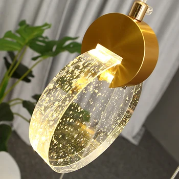 Скандинавските LED висящи лампи модерните стъклени кристални златни полилеи вътрешно осветление начало декор хол стълбище спалня нощно шкафче