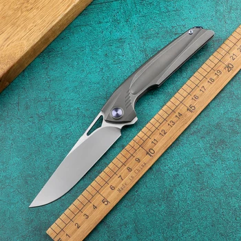 Снежен Вълк Сгъваем Нож M390 Острието TC4 Ръчно Обръщане Открит Къмпинг Оцеляване Риболов Рязане на ЕРП Инструмент Нож