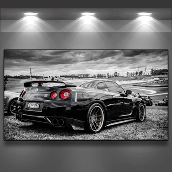 Спортен, Състезателен Автомобил на Nissan GTR Супер Автомобил Плакат на Стената Художествени Картини на Платно Картина, Плакат и Принт за Хола Начало Декор