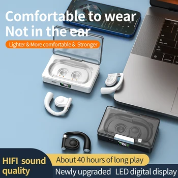 Спортни Bluetooth Слушалки с Микрофони, Bluetooth 5.3 Безжични Слушалки HiFi Стерео Безжични Слушалки Бас, Отворени Слушалки TWS