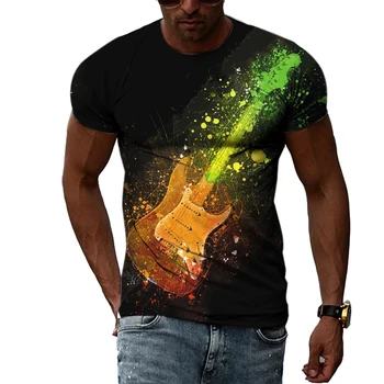 Тениски Мъжки Летни Мода Вкус Китара Графичен Ежедневни Самоличността на Творчеството на О Образно Деколте С Къс Ръкав 3D Trendyol Тениска С Принтом