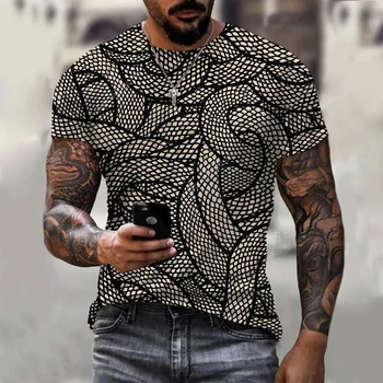 Тениски с 3D принтом Змийска на модела, Модни и Ежедневни Модни Готини мъжки и дамски риза в стил хип-хоп с къс ръкав