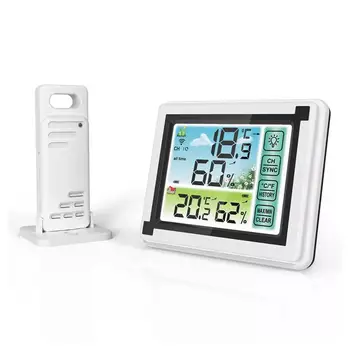 Термометър за времето часовници метеорологични станции безжичен закрит на открито цифров св с монитор влажност температура 3 сензори